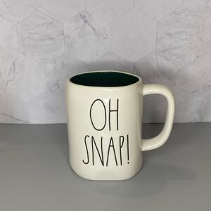 Rae Dunn ARTISAN COLLECTION White & Christmas Green “OH SNAP” Ceramic Mug, 16oz